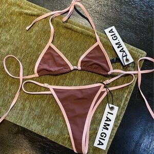 I.AM.GIA ASHA Brown Bikini Set with Pink Accents